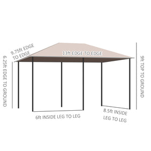 Outsunny 10' x 13' Outdoor Patio Gazebo Canopy Shelter with 6 Removable Sidewalls, & Steel Frame for Garden, Lawn, Backyard and Deck, Khaki