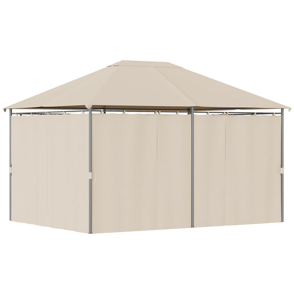 Outsunny 10' x 13' Outdoor Patio Gazebo Canopy Shelter with 6 Removable Sidewalls, & Steel Frame for Garden, Lawn, Backyard and Deck, Khaki