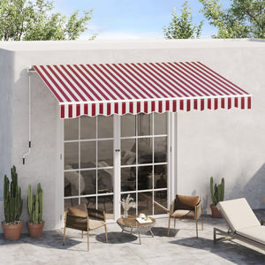 Outsunny 10' x 8' Retractable Awning, Patio Awnings, Sunshade Shelter w/ Manual Crank Handle, UV & Water-Resistant Fabric and Aluminum Frame for Deck, Balcony, Yard, Wine Red Stripes