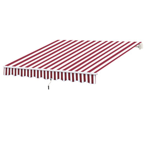 Outsunny 10' x 8' Retractable Awning, Patio Awnings, Sunshade Shelter w/ Manual Crank Handle, UV & Water-Resistant Fabric and Aluminum Frame for Deck, Balcony, Yard, Wine Red Stripes