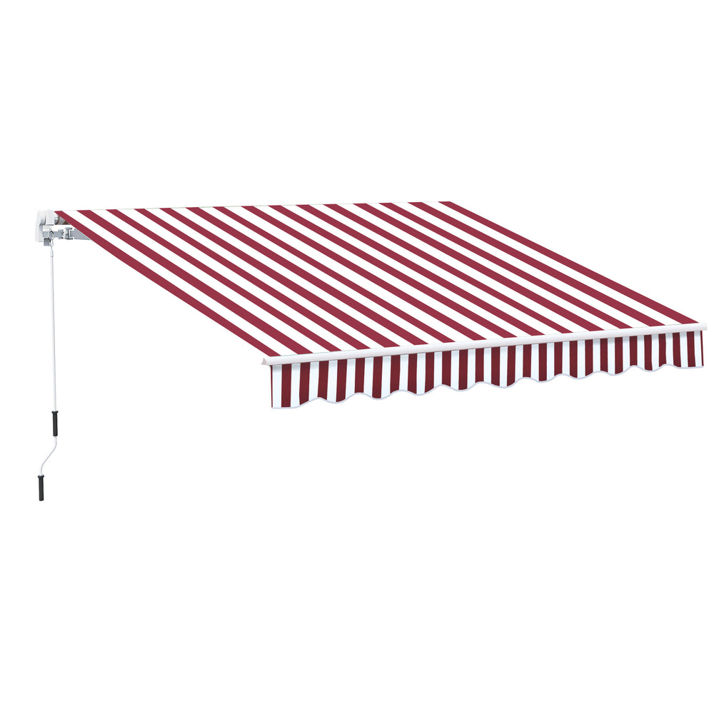 Outsunny 10' x 8' Retractable Awning, Patio Awnings, Sunshade Shelter w/ Manual Crank Handle, UV & Water-Resistant Fabric and Aluminum Frame for Deck, Balcony, Yard, Wine Red Stripes