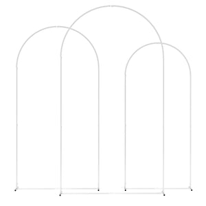 Outsunny Metal Arch Backdrop Stand Set of 3, 7/6.5/6 ft Wedding Arch Frame, Balloon Backdrop Arch Stand Set for Birthday Party, Bridal Shower, Graduation, Ceremony, Banquet Decorations, White