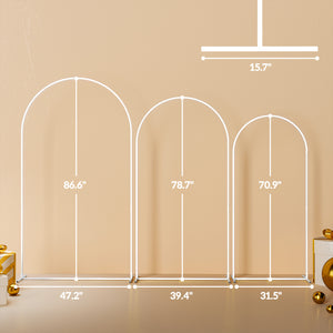 Outsunny Metal Arch Backdrop Stand Set of 3, 7/6.5/6 ft Wedding Arch Frame, Balloon Backdrop Arch Stand Set for Birthday Party, Bridal Shower, Graduation, Ceremony, Banquet Decorations, White