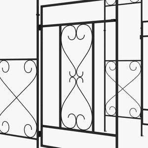 Outdoor Garden Arch with Double Gates, Metal Garden Arbor for Climbing Plants, Roses, Vines, Wedding Arch for Outdoor, 114L x 36W x 232H cm, Black