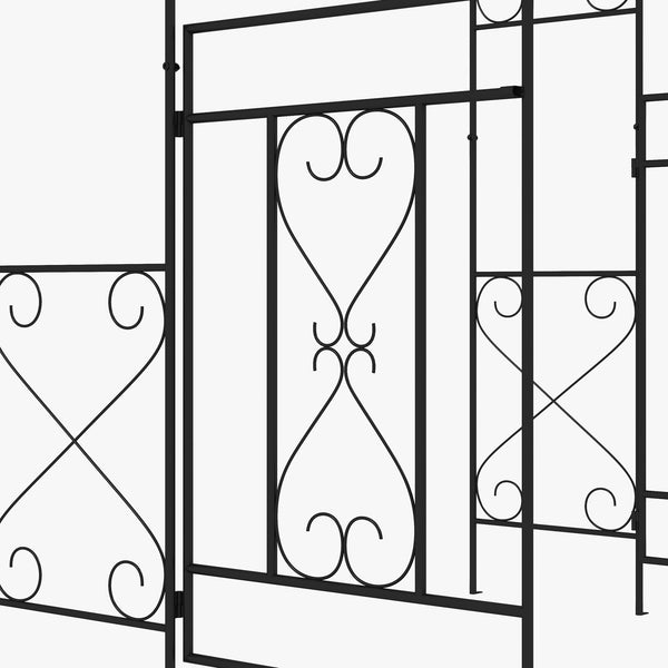 Outdoor Garden Arch with Double Gates, Metal Garden Arbor for Climbing Plants, Roses, Vines, Wedding Arch for Outdoor, 114L x 36W x 232H cm, Black