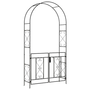 Outdoor Garden Arch with Double Gates, Metal Garden Arbor for Climbing Plants, Roses, Vines, Wedding Arch for Outdoor, 114L x 36W x 232H cm, Black