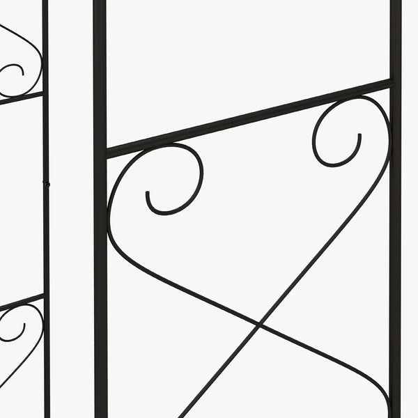 Outdoor Garden Arch with Double Gates, Metal Garden Arbor for Climbing Plants, Roses, Vines, Wedding Arch for Outdoor, 114L x 36W x 232H cm, Black