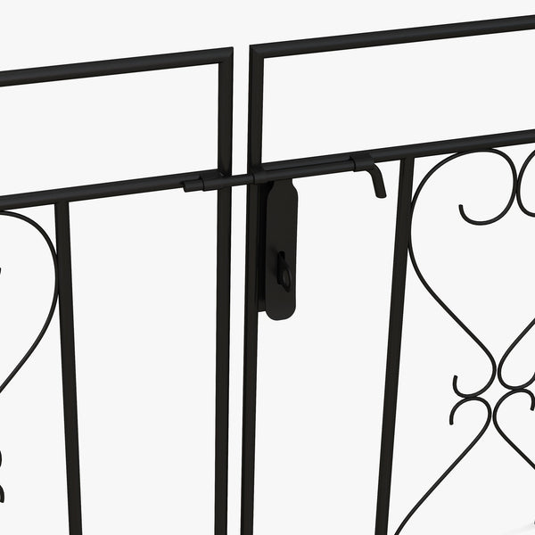 Outdoor Garden Arch with Double Gates, Metal Garden Arbor for Climbing Plants, Roses, Vines, Wedding Arch for Outdoor, 114L x 36W x 232H cm, Black