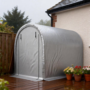 8' x 5' Portable Shed, Water-Resistant Bike Tent with Roll-up Zipper Door and Galvanized Steel Frame, Outdoor Storage Shed for Bike, Firewood, Garden Tools, Light Grey