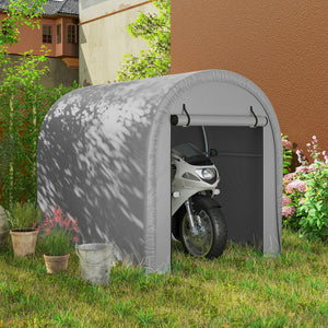 8' x 5' Portable Shed, Water-Resistant Bike Tent with Roll-up Zipper Door and Galvanized Steel Frame, Outdoor Storage Shed for Bike, Firewood, Garden Tools, Light Grey
