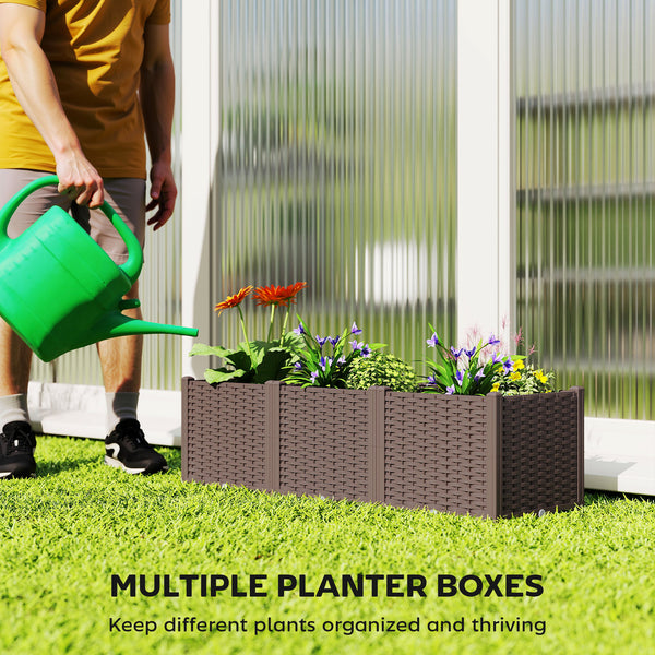 Plastic Raised Garden Bed with Legs, Self Watering Elevated Planter Boxes with Drainage Holes and Plugs, Easy Assembly Outdoor Planter Box for Vegetables, Flowers, Herbs, 120 x 40 x 37 cm