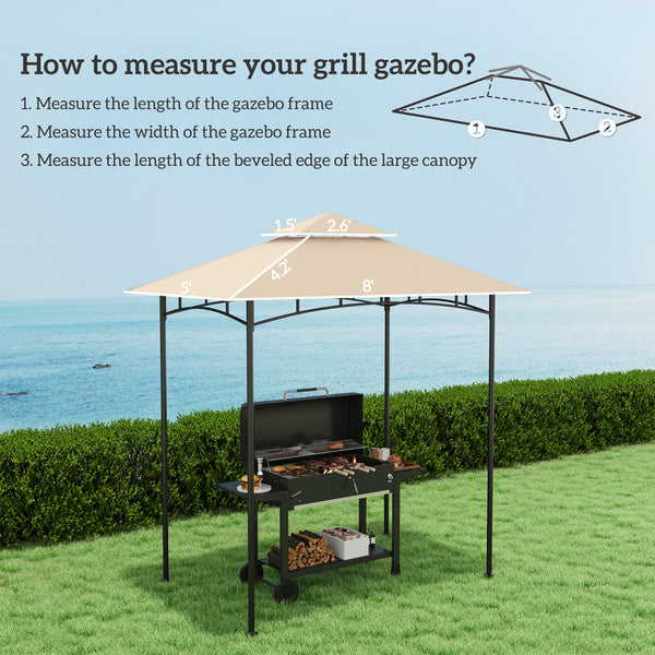 Outsunny Grill Gazebo Canopy Replacement Roof, UPF50+ Protected, 5' x 8' Outdoor BBQ Canopy Replacement Cover, Double Tiered Grill Canopy Replacement Cover, TOP COVER ONLY, Beige