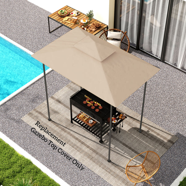 Outsunny Grill Gazebo Canopy Replacement Roof, UPF50+ Protected, 5' x 8' Outdoor BBQ Canopy Replacement Cover, Double Tiered Grill Canopy Replacement Cover, TOP COVER ONLY, Beige