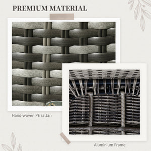 6 Seater Rattan Dining Set with Seat and Back Cushions, PE Rattan Garden Furniture Set, Outdoor Dining Table and Chairs, Rectangular Glass Top Table with Umbrella Hole, Grey