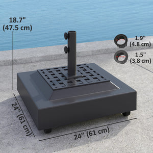 Outdoor Umbrella Base with Wheels, Heavy Duty Patio Umbrella Base, Filled Up to 143lbs with Stand or 112lbs with Water, Patio Umbrella Holder for Garden, Poolside, Black
