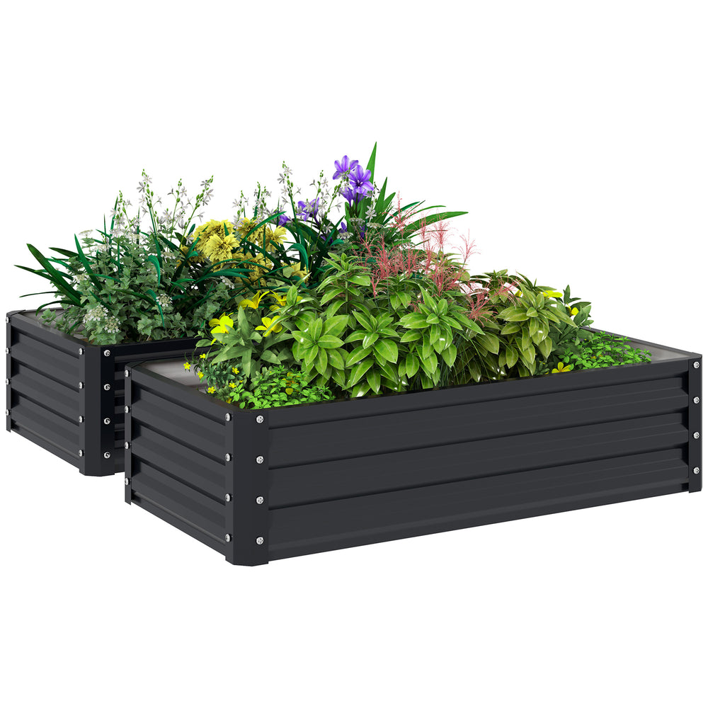 Outsunny Galvanized Raised Garden Bed, 4' x 2' x 1' Metal Planter Box, for Growing Vegetables, Flowers, Herbs, Succulents, Gray