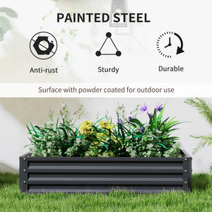 Outsunny Galvanized Raised Garden Bed, 4' x 2' x 1' Metal Planter Box, for Growing Vegetables, Flowers, Herbs, Succulents, Gray