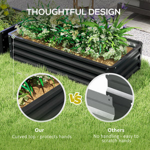 Outsunny Galvanized Raised Garden Bed, 4' x 2' x 1' Metal Planter Box, for Growing Vegetables, Flowers, Herbs, Succulents, Gray