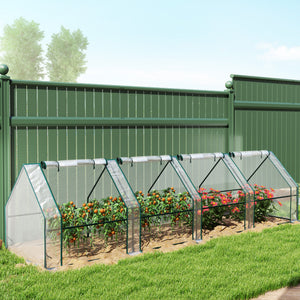 12' x 3' x 3'Mini Greenhouse with Zippered Doors & Roll-up Windows, Portable Plant Hot House with PVC Cover, Water Resistant, UV Protected for Outdoor Flowers, Vegetables, Clear