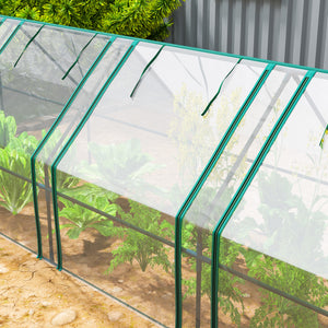 12' x 3' x 3'Mini Greenhouse with Zippered Doors & Roll-up Windows, Portable Plant Hot House with PVC Cover, Water Resistant, UV Protected for Outdoor Flowers, Vegetables, Clear