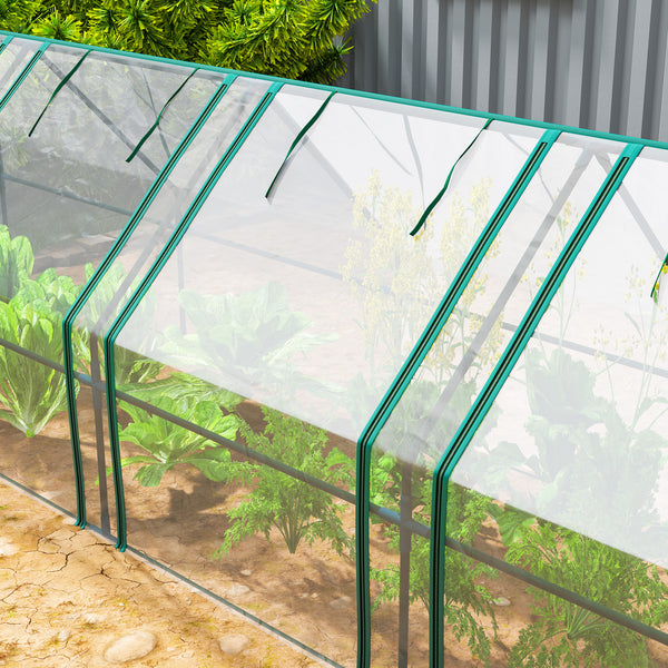 12' x 3' x 3'Mini Greenhouse with Zippered Doors & Roll-up Windows, Portable Plant Hot House with PVC Cover, Water Resistant, UV Protected for Outdoor Flowers, Vegetables, Clear