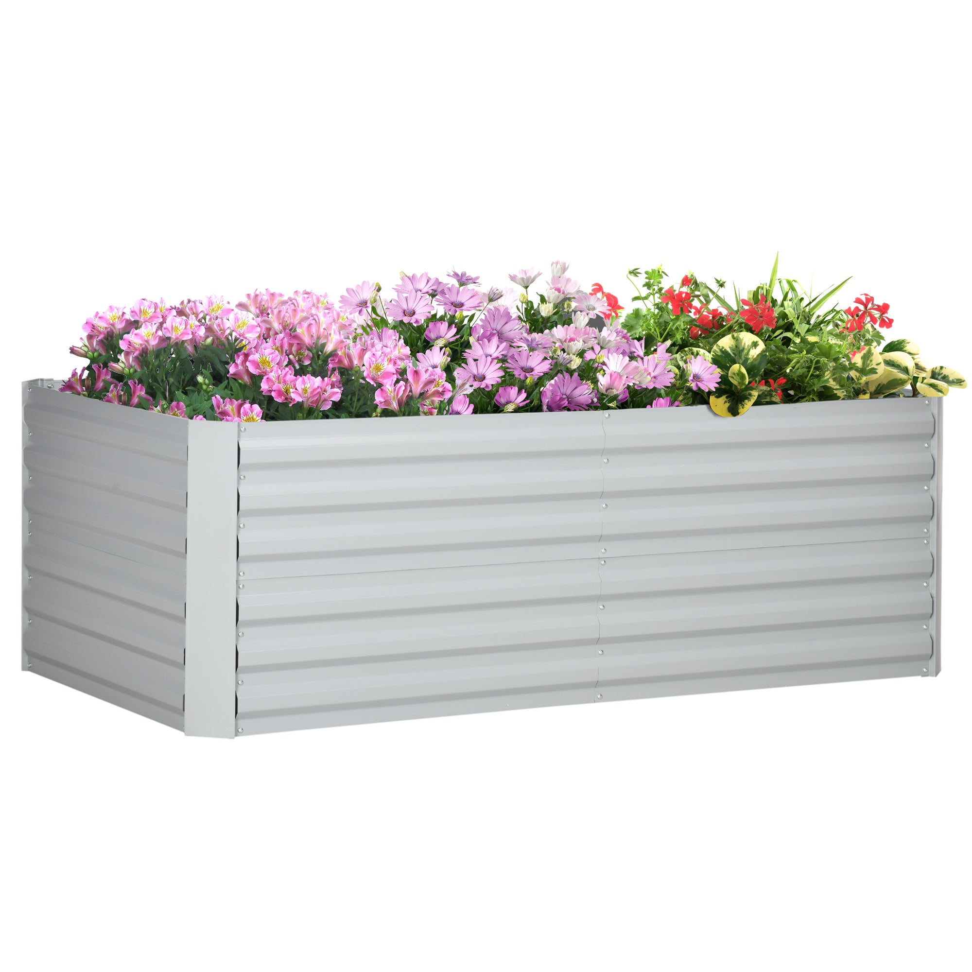 Outsunny Raised Beds for Garden, Galvanised Steel Outdoor Planters with ...
