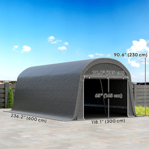 10' x 20' Portable Shed, Waterproof Motorcycle Bike Tent with Roll-up Zipper Door, Galvanised Steel Frame, Outdoor Storage Shed for Garden Tools, Dark Grey