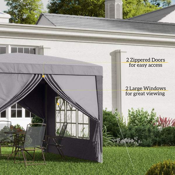 10'x10' Outdoor Pop Up Party Tent Gazebo Canopy with Carrying Bag (Grey)