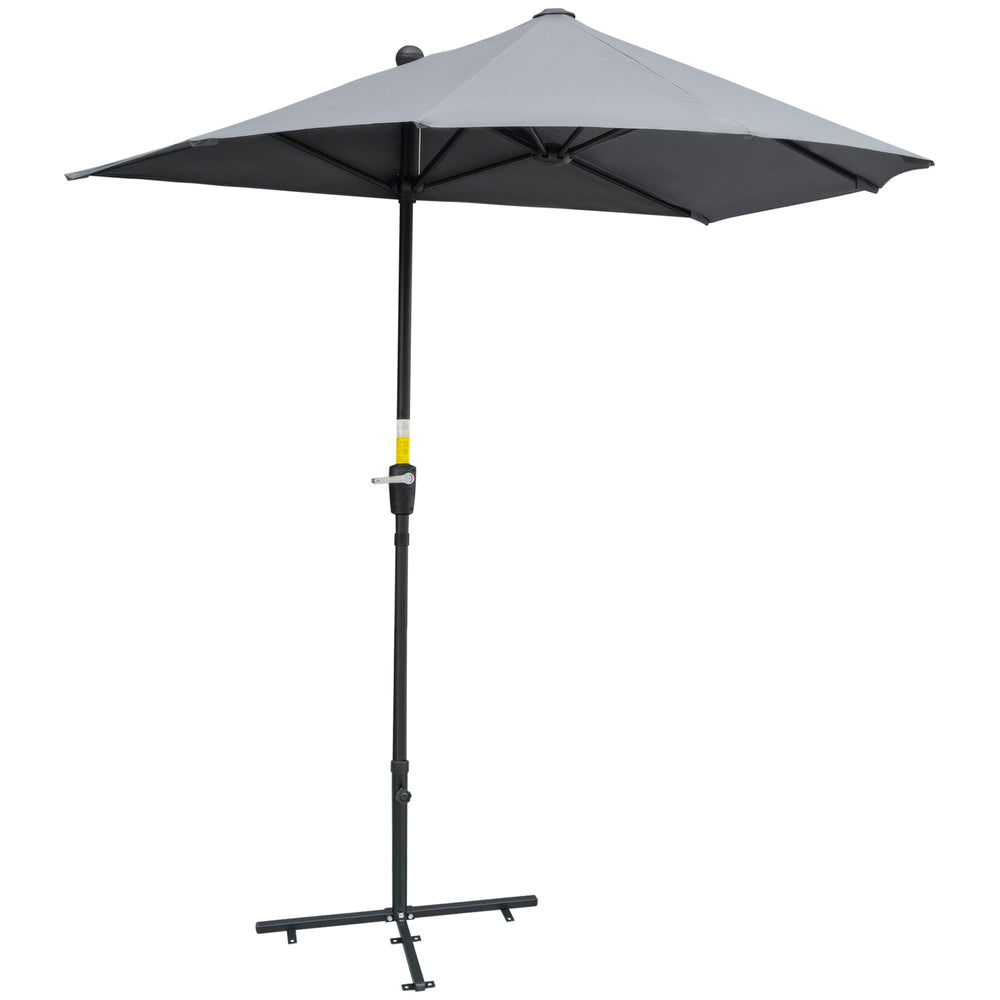 6.6 x 6ft Patio Umbrella with Double-Sided Canopy, Outdoor Market Half Parasol Sun Shade with Crank Handle and Cross Base for Garden, Balcony, Dark Grey