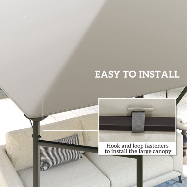 3 x 3(m) Gazebo Canopy Replacement Cover, Garden Gazebo Roof Replacement with Drain Holes, Water Resistant Plastic Coating, 370g/㎡, UPF30+, TOP COVER ONLY, Grey