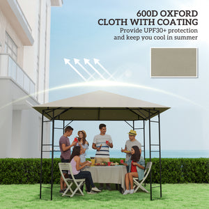 3 x 3(m) Gazebo Canopy Replacement Cover, Garden Gazebo Roof Replacement with Drain Holes, Water Resistant Plastic Coating, 370g/㎡, UPF30+, TOP COVER ONLY, Grey