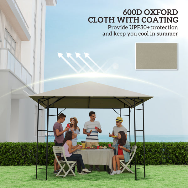 3 x 3(m) Gazebo Canopy Replacement Cover, Garden Gazebo Roof Replacement with Drain Holes, Water Resistant Plastic Coating, 370g/㎡, UPF30+, TOP COVER ONLY, Grey