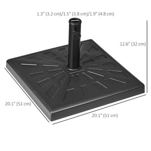 20" Resin Patio Umbrella Base, 42 lb Heavy Duty Outdoor Umbrella Stand, Square Market Umbrella Holder for Garden, Backyard, Black