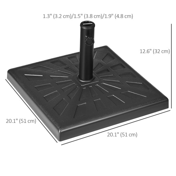 20" Resin Patio Umbrella Base, 42 lb Heavy Duty Outdoor Umbrella Stand, Square Market Umbrella Holder for Garden, Backyard, Black