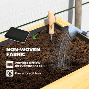 Raised Garden Bed with Legs, 39" x 12" x 28" Elevated Wooden Planter Box with Storage Shelf, Bed Liner and Drainage Holes for Backyard Patio Lawn, Natural Wood