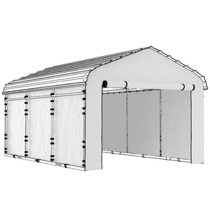 Carport Replacement Sidewall Panels Set of 4 for 12' x 20' Carports, UPF50+ Waterproof PE Tarp Replacement Side Wall Cover with Zipper Door, Top Cover and Frame Not Included, White