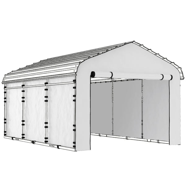 Carport Replacement Sidewall Panels Set of 4 for 12' x 20' Carports, UPF50+ Waterproof PE Tarp Replacement Side Wall Cover with Zipper Door, Top Cover and Frame Not Included, White