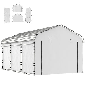 Carport Replacement Sidewall Panels Set of 4 for 12' x 20' Carports, UPF50+ Waterproof PE Tarp Replacement Side Wall Cover with Zipper Door, Top Cover and Frame Not Included, White