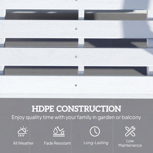 2-Person Outdoor Glider Bench Patio Double Swing Rocking Chair Loveseat w/ Slatted HDPE Frame for Backyard Garden Porch, Distressed White