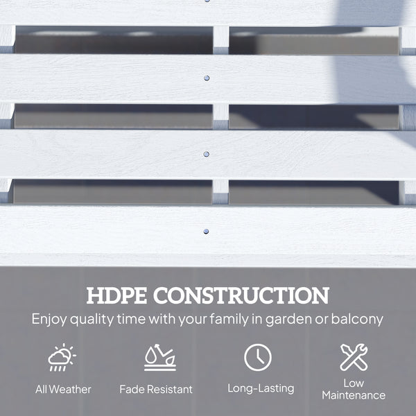 2-Person Outdoor Glider Bench Patio Double Swing Rocking Chair Loveseat w/ Slatted HDPE Frame for Backyard Garden Porch, Distressed White