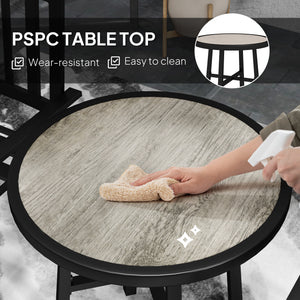 3 Piece Patio Bistro Set, Garden Dining Set with Plastic Top, 2 Stackable Chairs, Galvanised Steel Frame, Outdoor Dining Set for Balcony, Deck, Grey