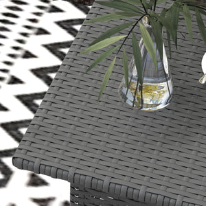 20" Patio Wicker Coffee Table, Outdoor Coffee Table with Plastic Board Underneath the Woven Tabletop for Patio, Garden, Balcony, Grey