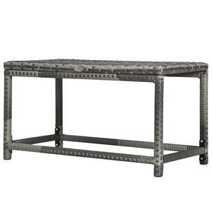 Patio Wicker End Table, Outdoor PE Rattan Side Table, with Plastic Board Under the Full Woven Table Top for Patio, Garden, Balcony, Mixed Grey