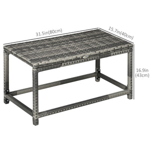Patio Wicker End Table, Outdoor PE Rattan Side Table, with Plastic Board Under the Full Woven Table Top for Patio, Garden, Balcony, Mixed Grey