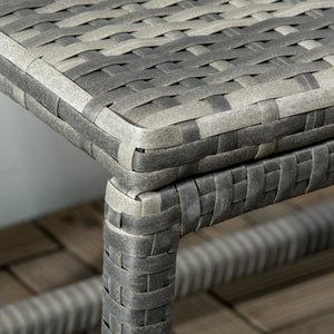 Patio Wicker End Table, Outdoor PE Rattan Side Table, with Plastic Board Under the Full Woven Table Top for Patio, Garden, Balcony, Mixed Grey