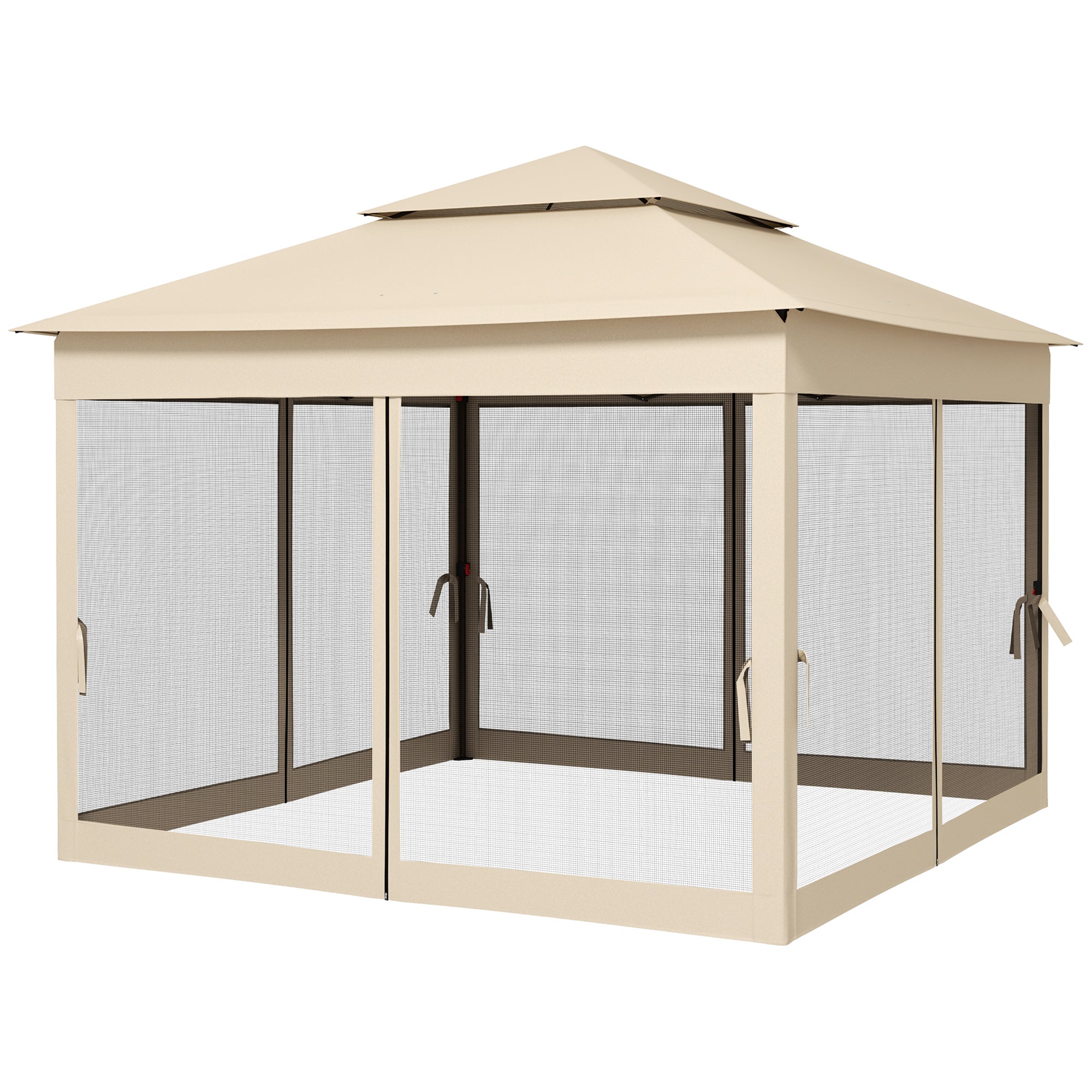 【ちぃ♡garden*・】② Outsunny 11x11 Canopy Gazebo with Mesh, Light Gray | Aosom.com