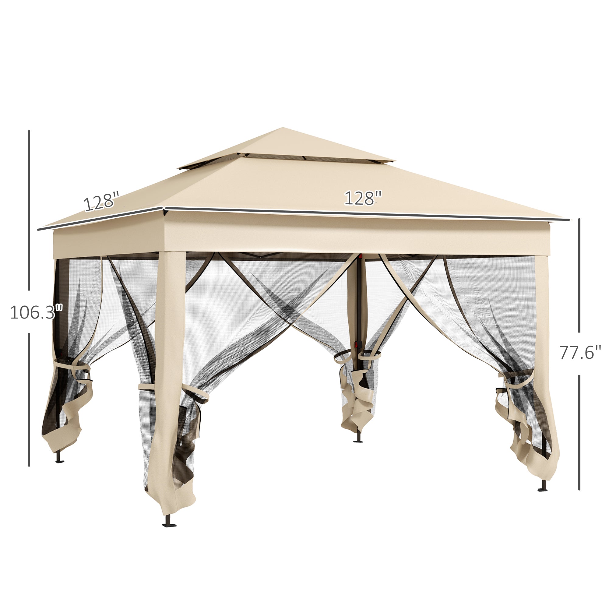 Outsunny 11'x11' Pop-Up Gazebo Shelter with Zipper Netting
