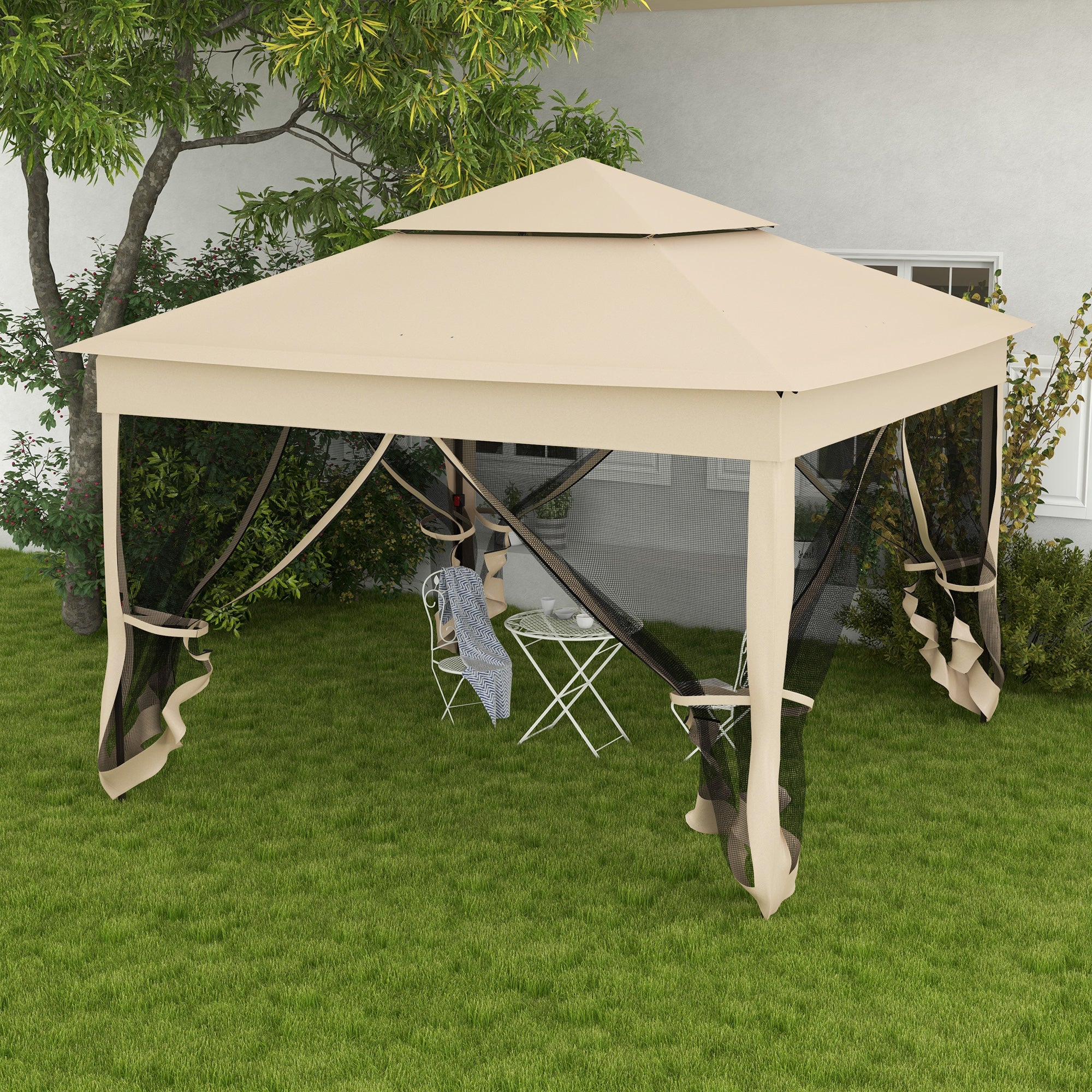 アウトドア寝具 Brown Bunny Outsunny 11'x11' Pop-Up Gazebo Shelter with Zipper Netting