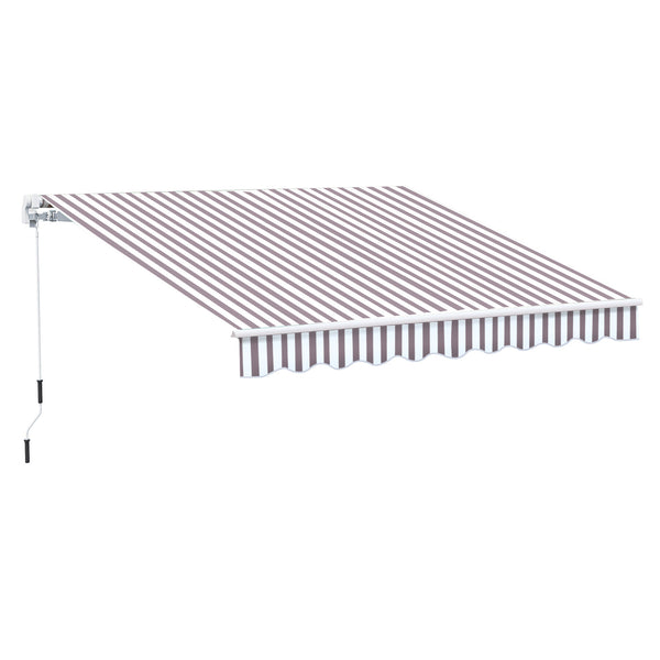 Outsunny 10' x 8' Retractable Awning, Patio Awnings, Sunshade Shelter w/ Manual Crank Handle, UV & Water-Resistant Fabric and Aluminum Frame for Deck, Balcony, Yard, Coffee Stripes