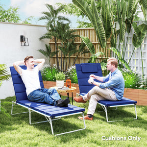 Outsunny Outdoor Lounge Chair Cushion Set of 2, UPF50+ 230gsm Olefin and 25D High-Density Foam, Foldable Patio Chaise Lounge Cushion Set, Fade Resistant for Lawn Pool, 80" x 26", Dark Blue